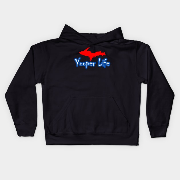 YOOPER LIFE RED WHITE & BLUE Kids Hoodie by The Yooper Life